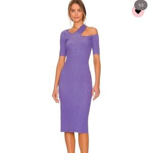 Two tone sweater rib midi dress